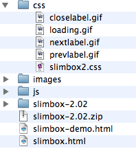 A screenshot of the css folder