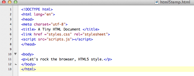 A screenshot of a basic HTML5 page