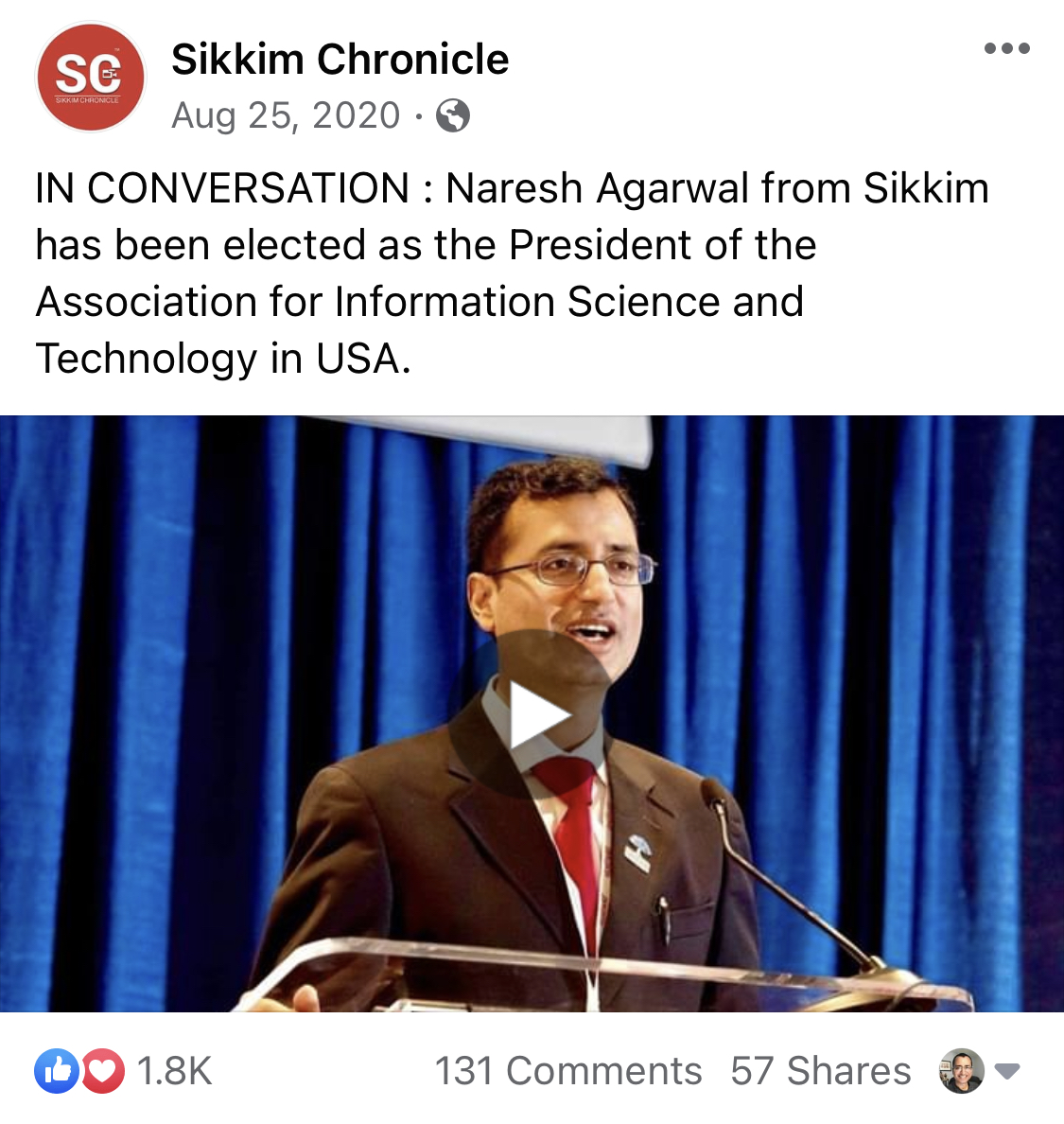 Sikkim Chronicle - ASIS&T President-elect