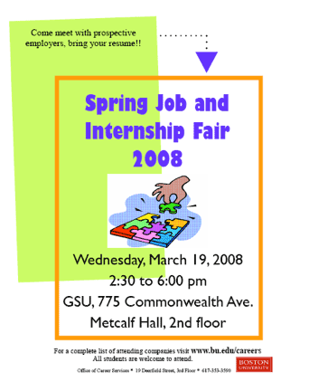 Poster for the Spring Job and Internship Fair 2008