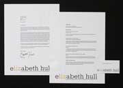 Photograph of Elizabeth Hull's resume, cover letter and business card