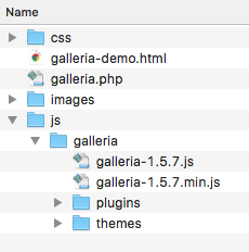 Screen shot of the website file structure