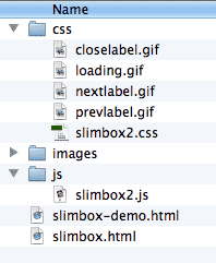 A screenshot of the js folder