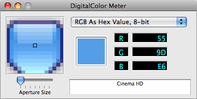 A screenshot of the Digital Color Meter application