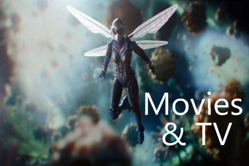 Marvel movie character The Wasp hovering in mid-air