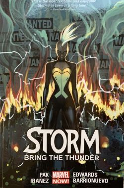 comic art featuring woman with spiked white hair and black clothing