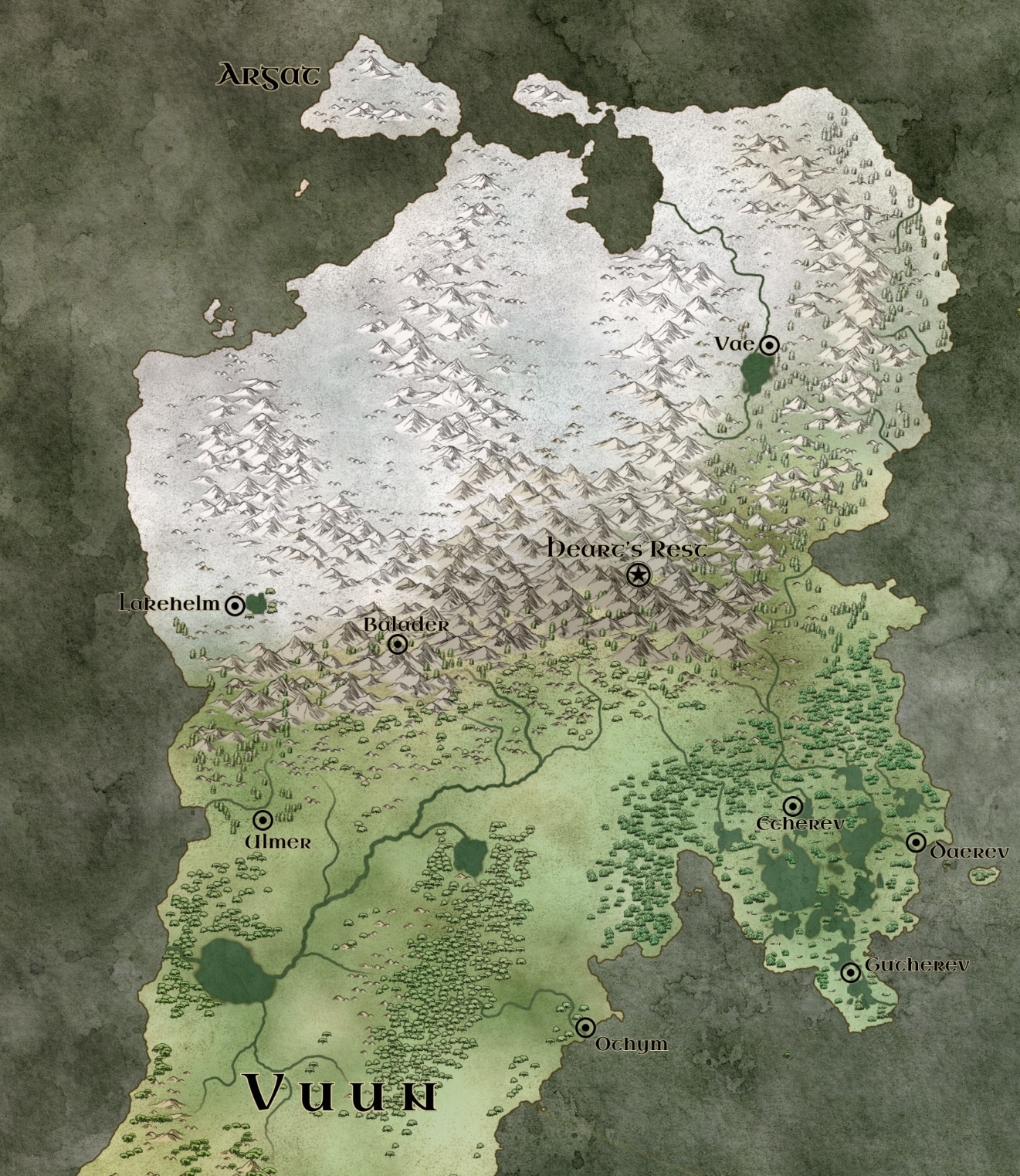 Map of the north of Vuun.