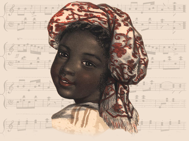 illustration of girl and music notes